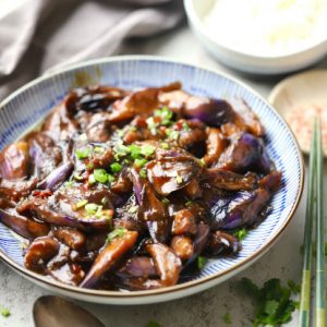 Eggplant Recipe Asian with Savory and Chili Taste in Red-Braising Cooking Method