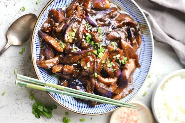 Eggplant Recipe Asian with Savory and Chili Taste in Red-Braising Cooking Method